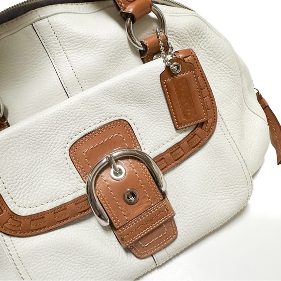 Coach Y2K SoHo Courtney Domed Buckle Satchel Soft Pebble White Leather - Picture 7 of 16